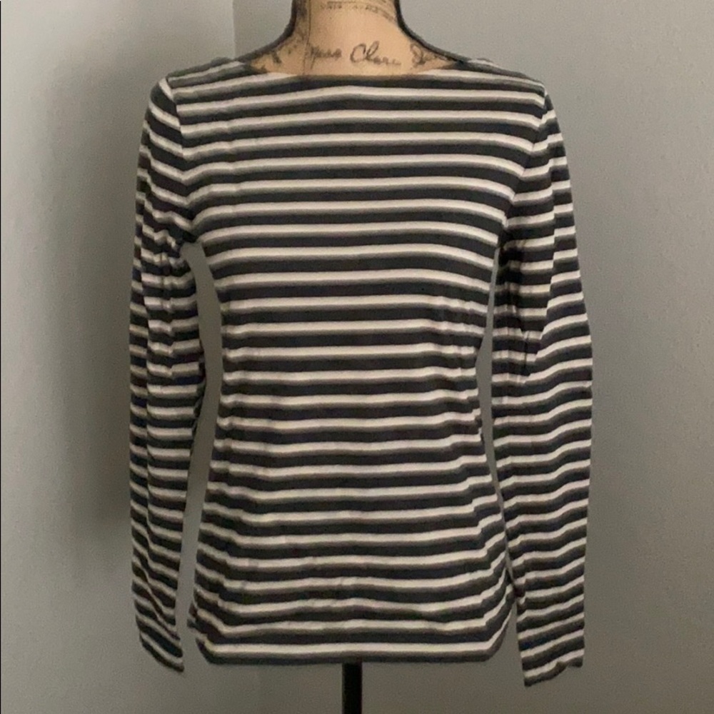 J Crew grey/white striped top